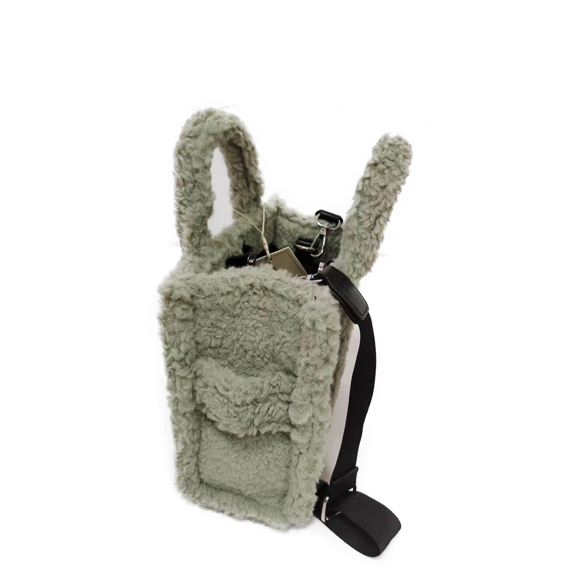 ZWENA kleine Teddytasche Totebag SMILE light olive